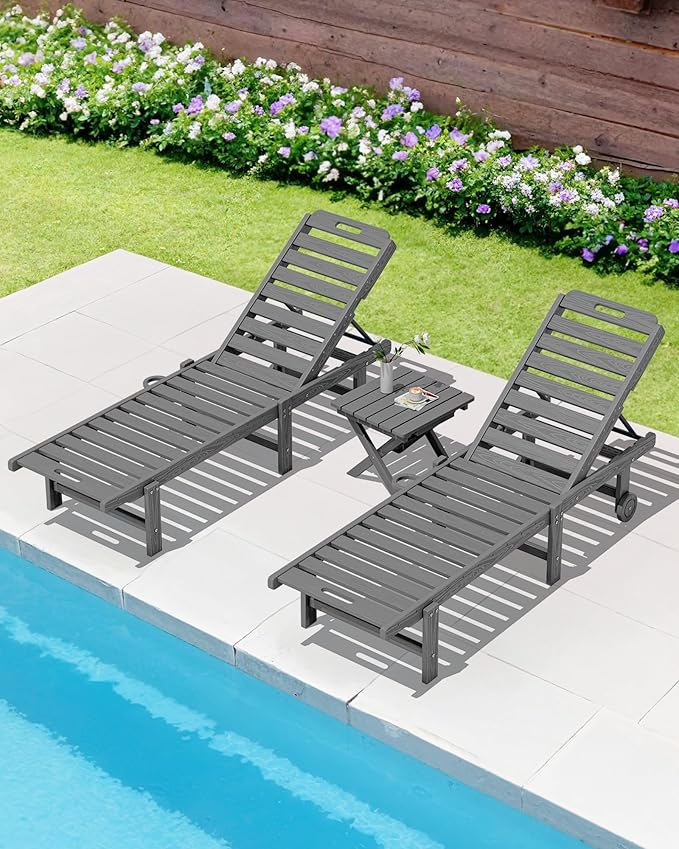 SERWALL Small Folding Side Table, HDPE Outdoor End Table