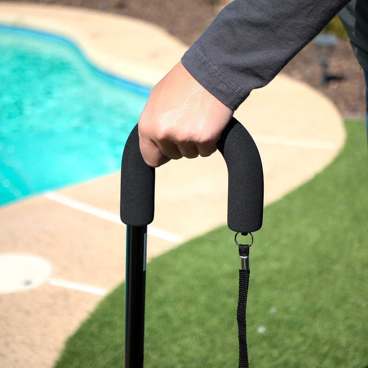 MABIS Foam Hand Grip Replacement for Standard Handle Canes, Thick Cushioned Foam, Black