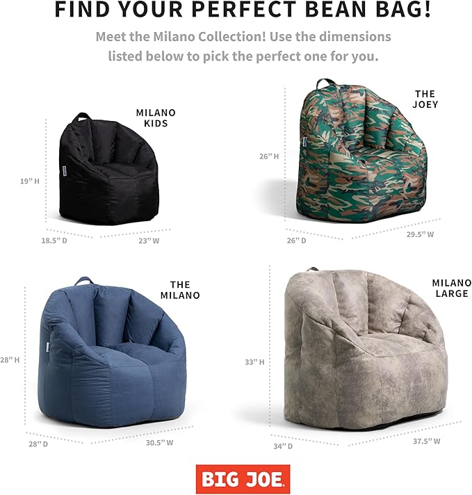Big Joe Milano Kid's Smartmax Black Beanbag Chair