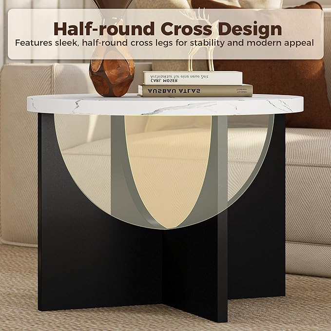 LIKIMIO Nesting Coffee Tables Set of 2, 23.6" Small Round Side Tables