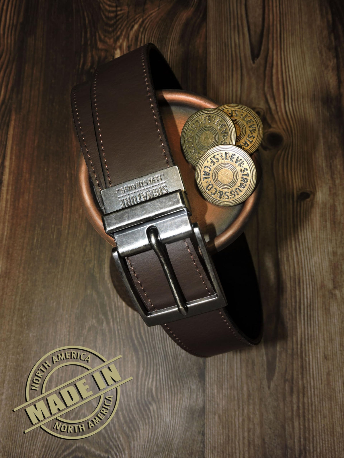 Levi Strauss Signature - Premium Leather Reversible Belt for Men for Jeans, Work, Dress & Casual pants | Cinturon Para Hombre
