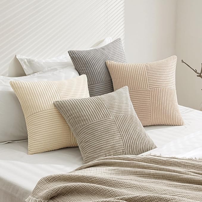 MIULEE Neutral Decorative Throw Pillow Covers 18x18 Inch Set of 4