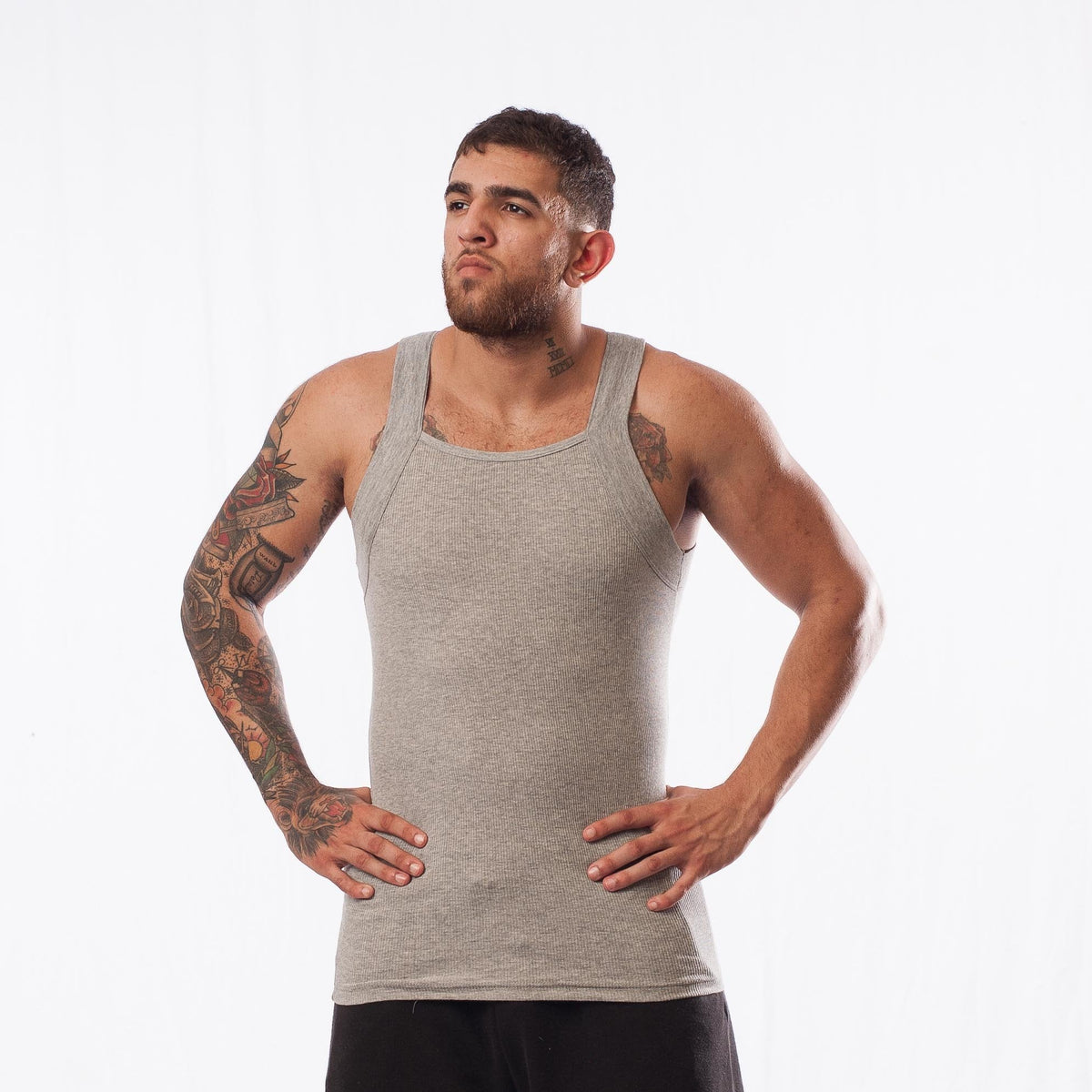 Different Touch Men's G-Unit Style Tank Tops Square Cut Muscle Ribbed Underwear Shirts (M, 6 Pack (Assorted))