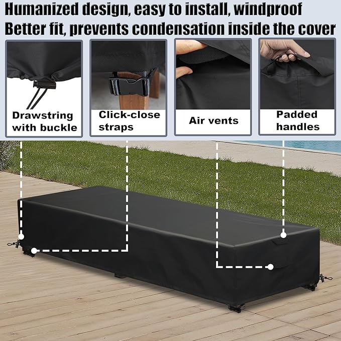 Patio Lounge Chair Covers 4 Pack Waterproof Outdoor chaise lounge cover 80" x