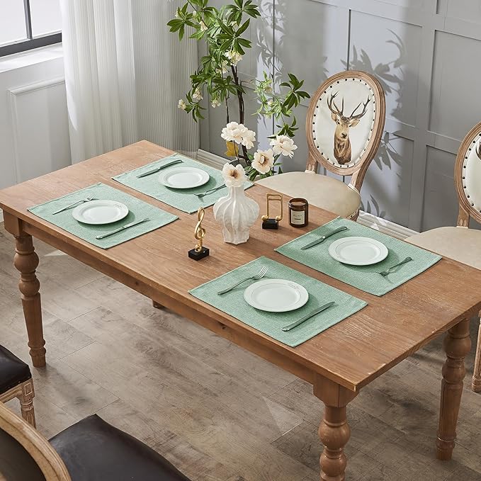 BALCONY & FALCON Placemats Set of 6 Faux Linen Cloth Place Mats Washable