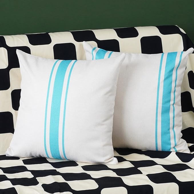 ONWAY Outdoor Pillow Covers Waterproof 16x16 Set of 2 Decorative Linen Throw