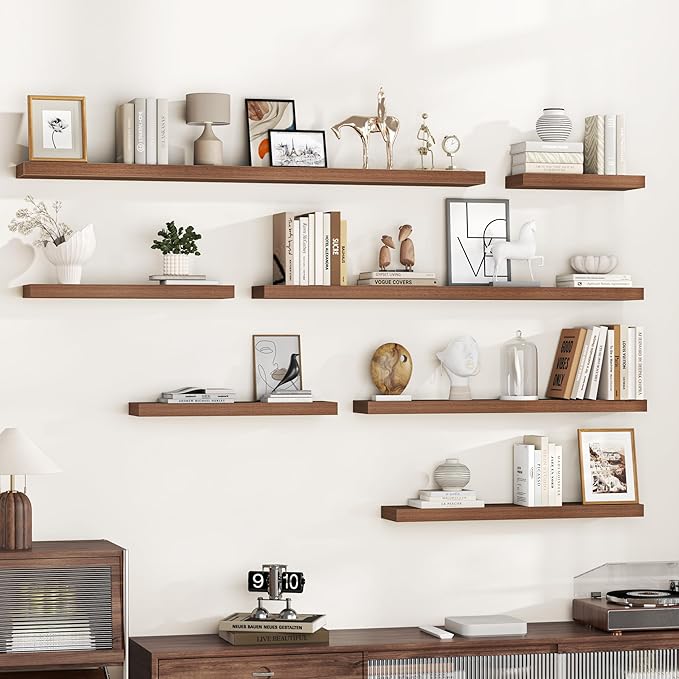 Fun Memories 16 Inch Floating Shelves Wall-Mounted, Engineered Wood Wall Shelves
