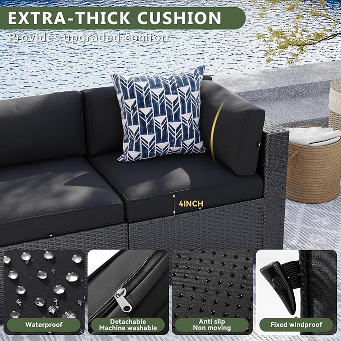 Aoxun 10 Piece Patio Furniture Set Wicker Patio Sectional Sofa Set Outdoor