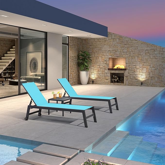 PURPLE LEAF Patio Chaise Lounge Set 4 Pieces Aluminum Outdoor Lounge Chairs