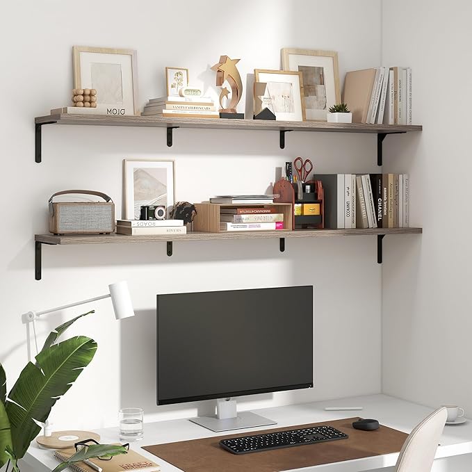 Fun Memories Deep Floating Shelves, 55W x 8D Floating Shelves Set of 2