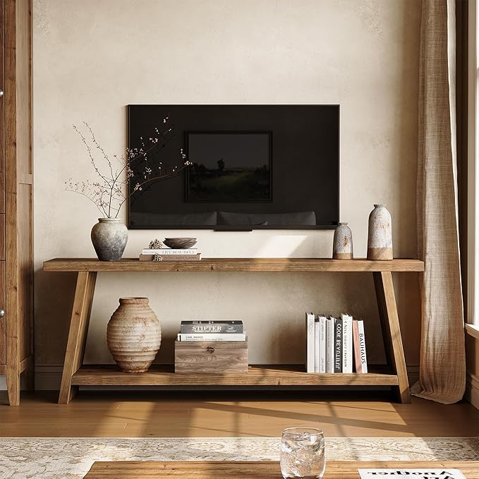 LITTLE TREE Solid Wood TV Stand, Farmhouse Media Console
