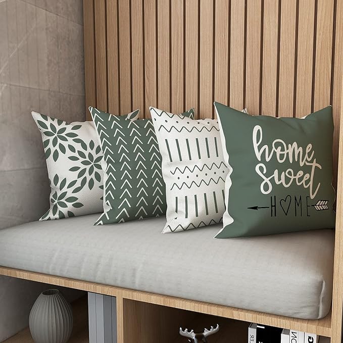 YCOLL Pillow Covers 18x18 Set of 4, Modern Sofa Throw Pillow Cover, Decorative