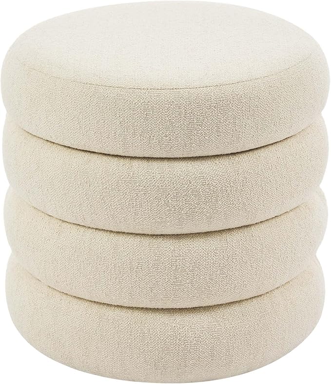 Flouki 19.5" Storage Ottoman Round, Vanity Stools