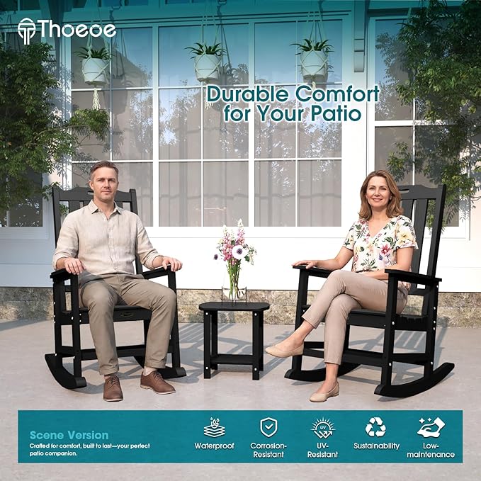 THOEOE Oversized Rocking Chair Set of 4, Outdoor Rocking Chair