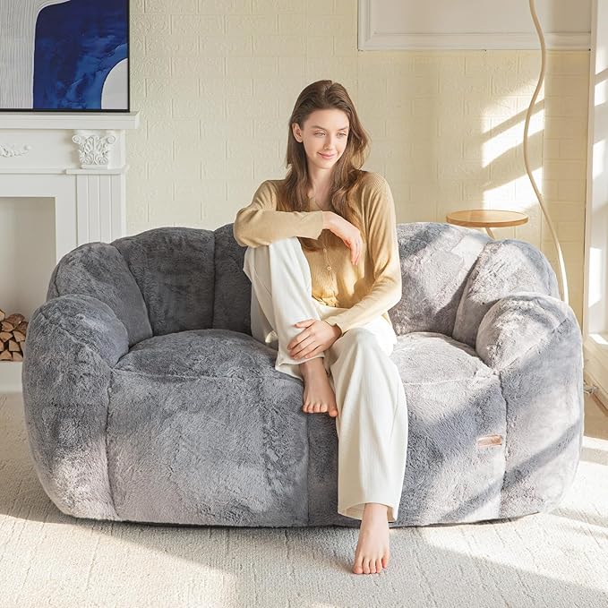 MAXYOYO Bean Bag Chair for Adults, Loveseat Floral Shaped Bean Bag Sofa