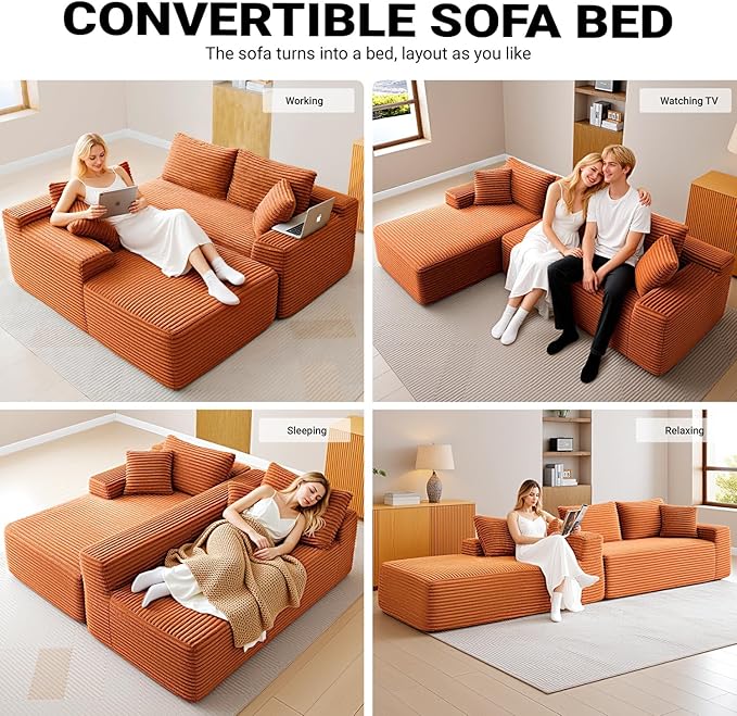 Cloud Sectional Couch, Corduroy Boneless Couches