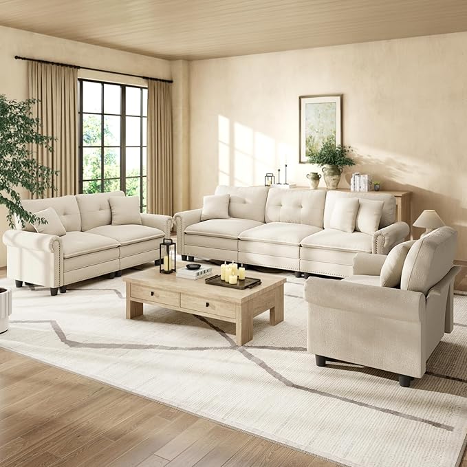HERA'S HOUSE Mid-Century Modern Couch, Oversized Sectional Couch