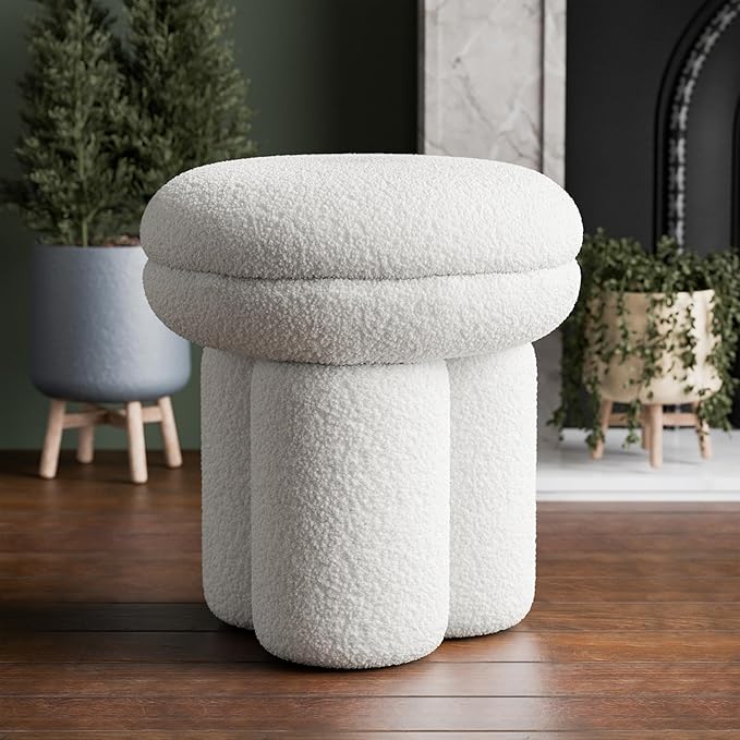 Furniture of America Rami Modern 18-inch Mushroom-Shape Upholstered Ottoman