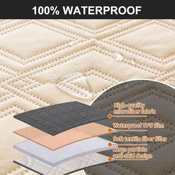 Genina Waterproof Loveseat Recliner Cover Non-Slip, Sofa Cover