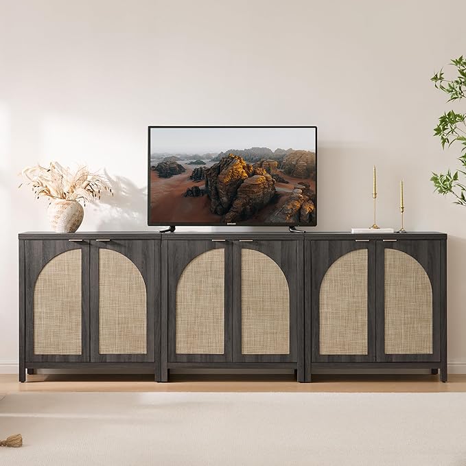 SICOTAS Rattan Sideboard Buffet Cabinet