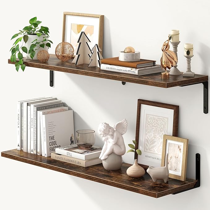 Fun Memories Deep Floating Shelves, 36W x 8D Floating Shelves Set of 2