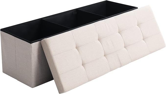Shoe Storage Ottoman Foldable Seat Footrest Tufted Bench End of Bed Storage
