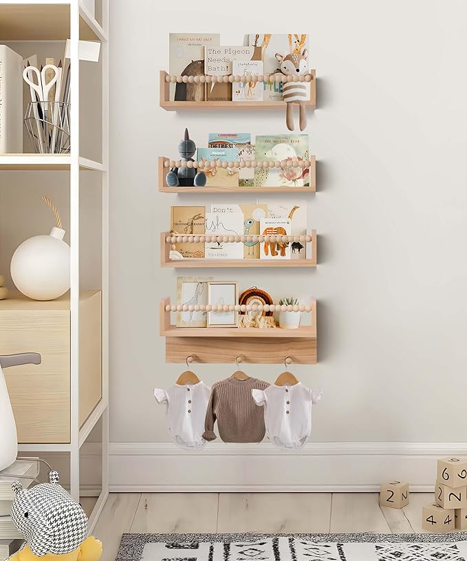 BOMID Wall Bookshelves, Nursery Shelves, Floating Book Shelves