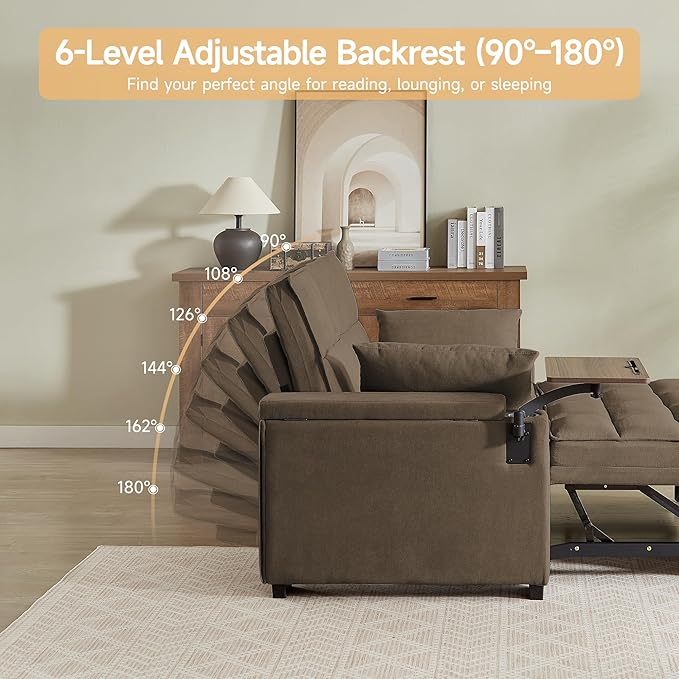 Auvsoce 65'' Chaise Lounge Chair Indoor, 3-in-1 Convertible Sofa Bed