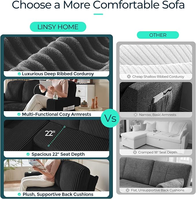 LINSY HOME Loveseat Sofa with Storage