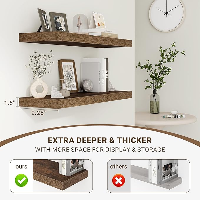 Acovy 48 Inch Floating Shelves, Wooden Shelves