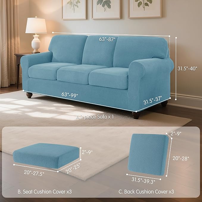 SUBRTEX 7 Pieces Stretch Sofa Slipcover, Couch Cover