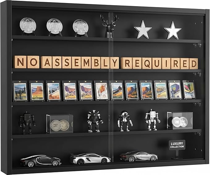 5-Tier Wall Mounted Display Cabinet, No Assembly Required Ready to Use Out of