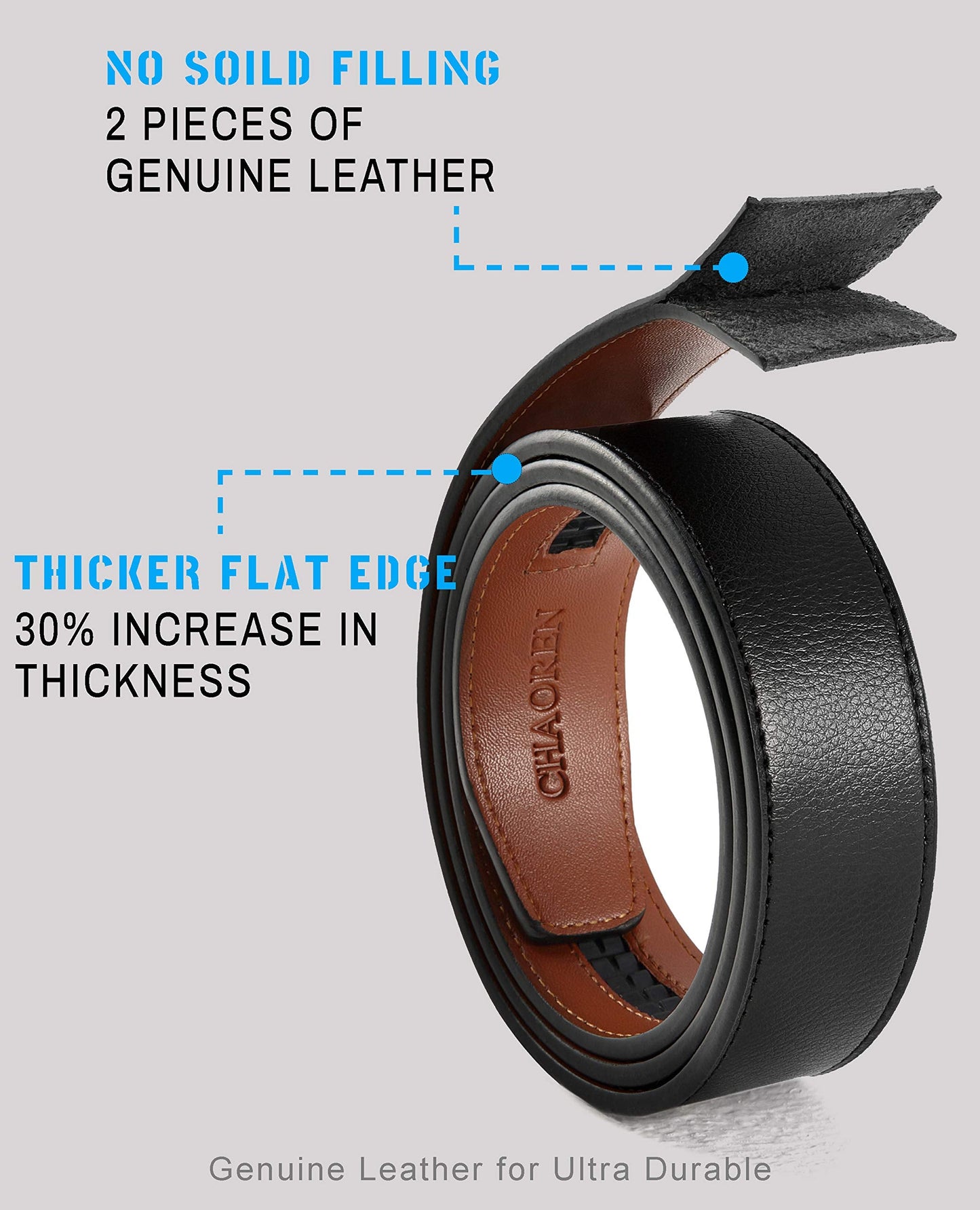 CHAOREN Mens Belts Leather Ratchet - Black Belt Men 1 3/8" - Micro Adjustable Belt Fit Everywhere