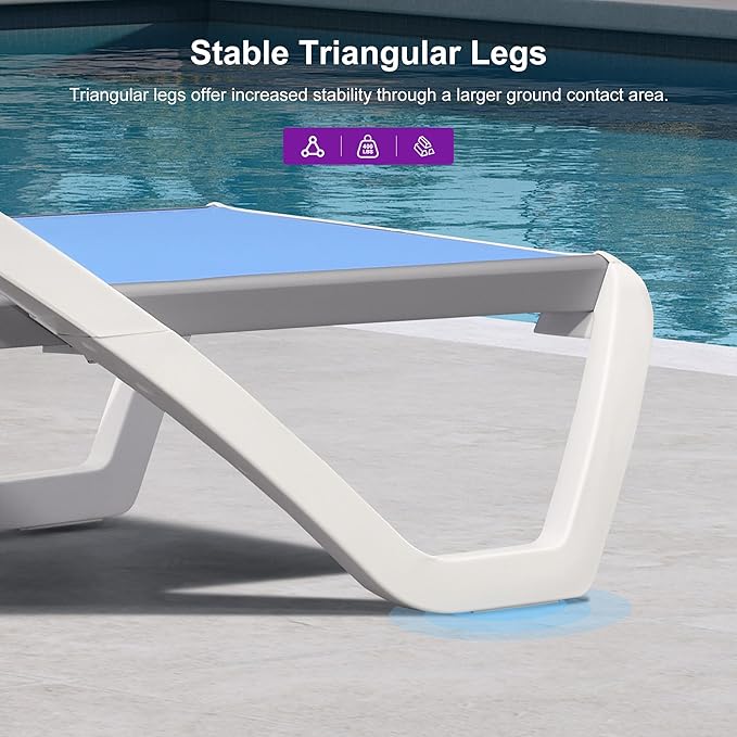 PURPLE LEAF Patio Chaise Lounge Chair Set Outside Aluminum Plastic Stackable
