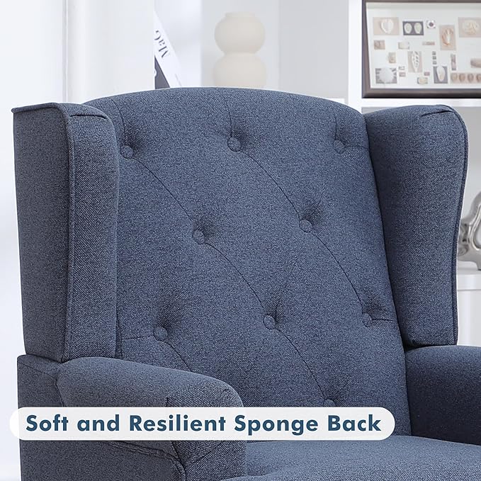 Accent Chair Set of 2, Mid Century Modern Fabric Wingback Chair, Upholstered