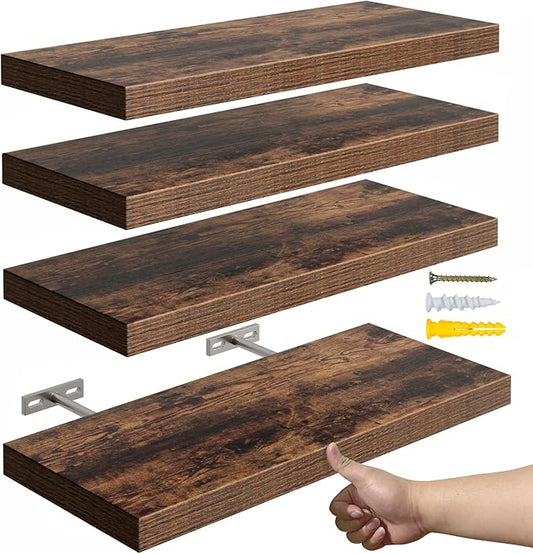 YUFLINX 16’’Rustic Brown Floating Shelves