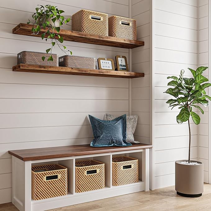 Fixwal Wood Floating Shelves for Wall, 47.2" Long Heavy Duty Wall Mounted