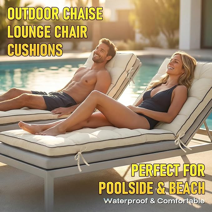 72x21 Inch Folding Chaise Lounge Cushion Quick Dry