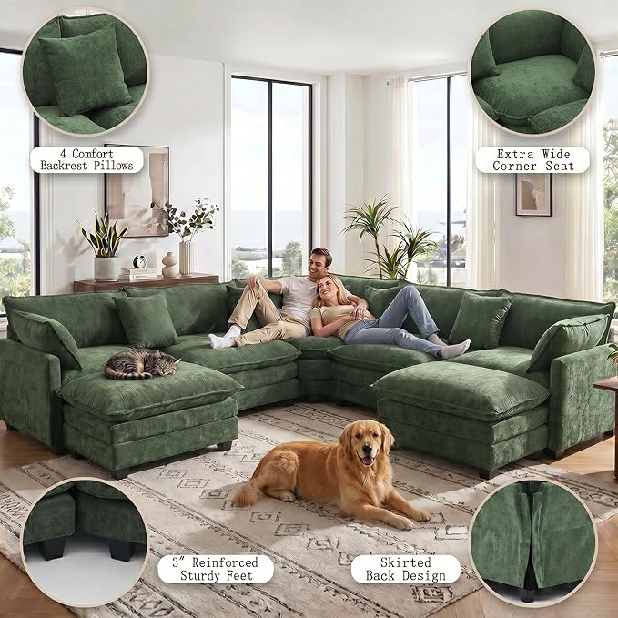 111.4" V-Shaped Corner Couch Sectional
