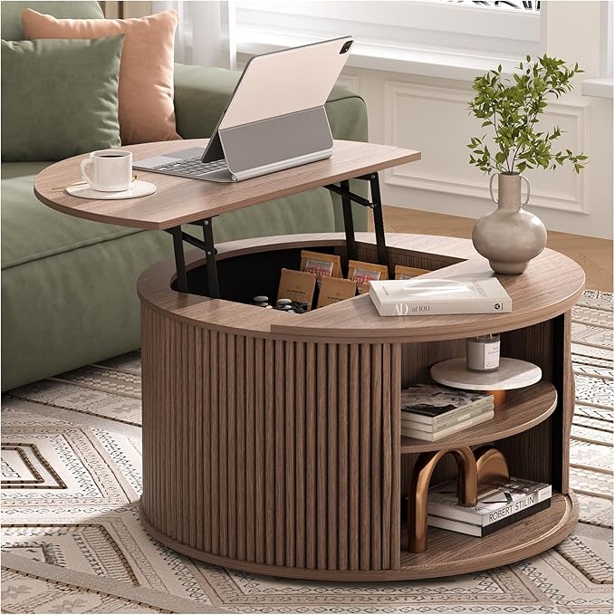SULIVES Round Coffee Table