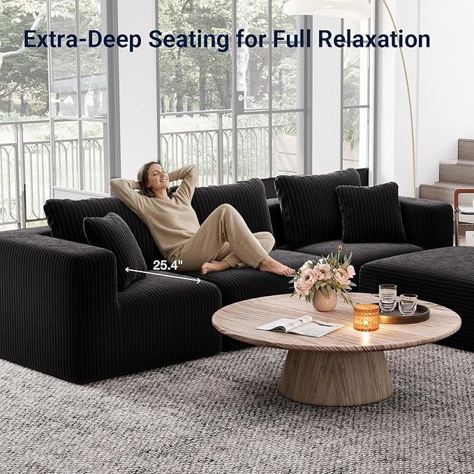 Avenco 141” U-Shaped Modular Sectional Couch Sofa