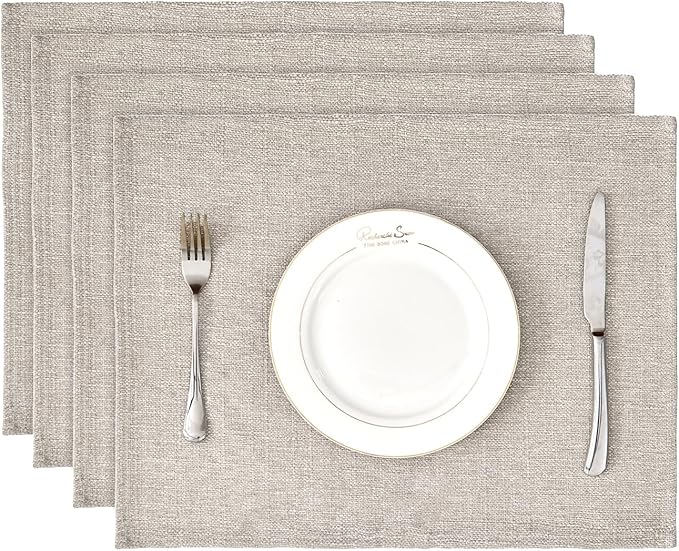 BALCONY & FALCON Placemats Set of 4 Faux Linen Cloth Place Mats Washable