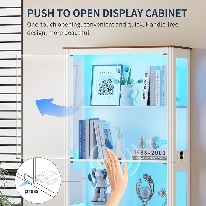 Gurexl Modern Glass Display Cabinet