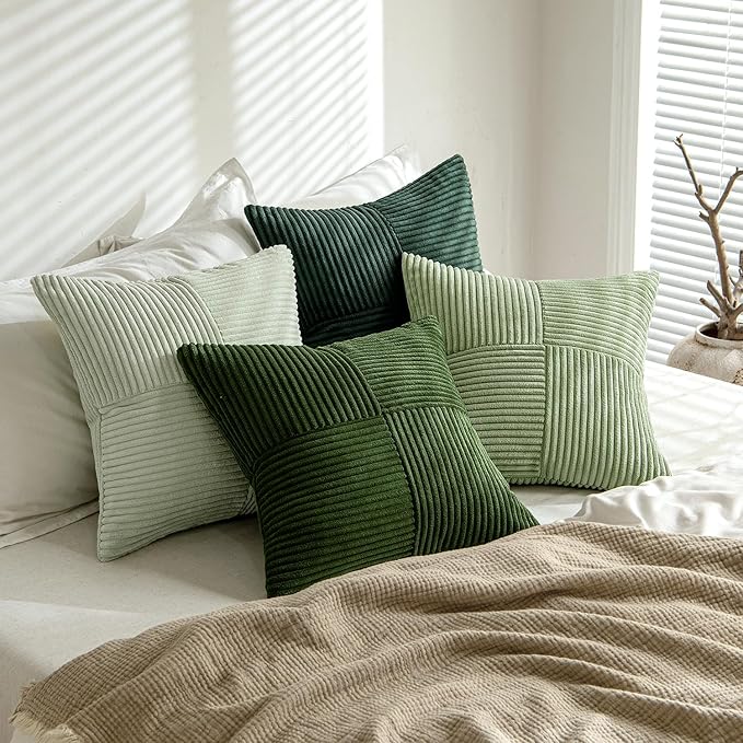 MIULEE Spring Green Decorative Throw Pillow Covers 18x18 Inch Set of 4 Boho