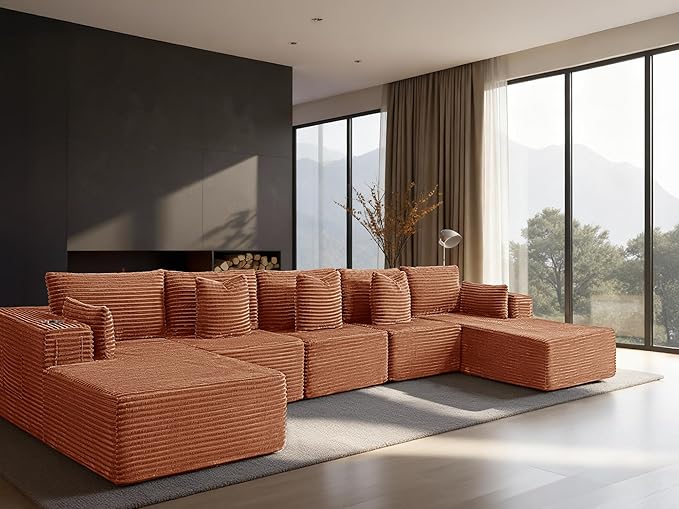 168" Cloud Sectional Couch, Comfort U Shaped Sofa