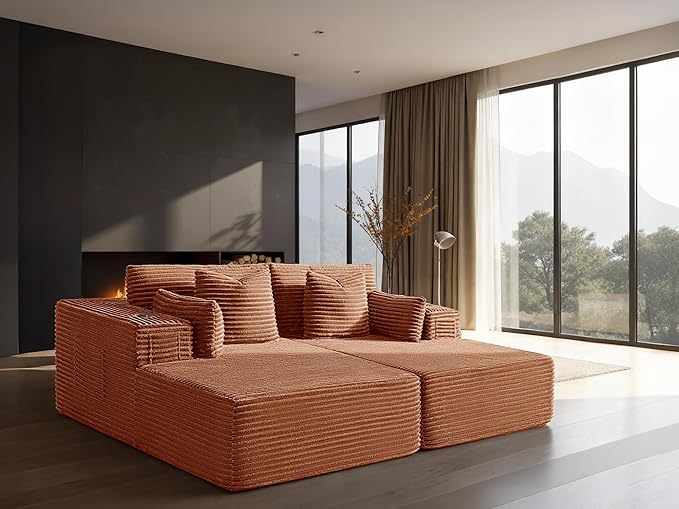 72" Cloud Sectional Couch, Comfort Sleep Sofa