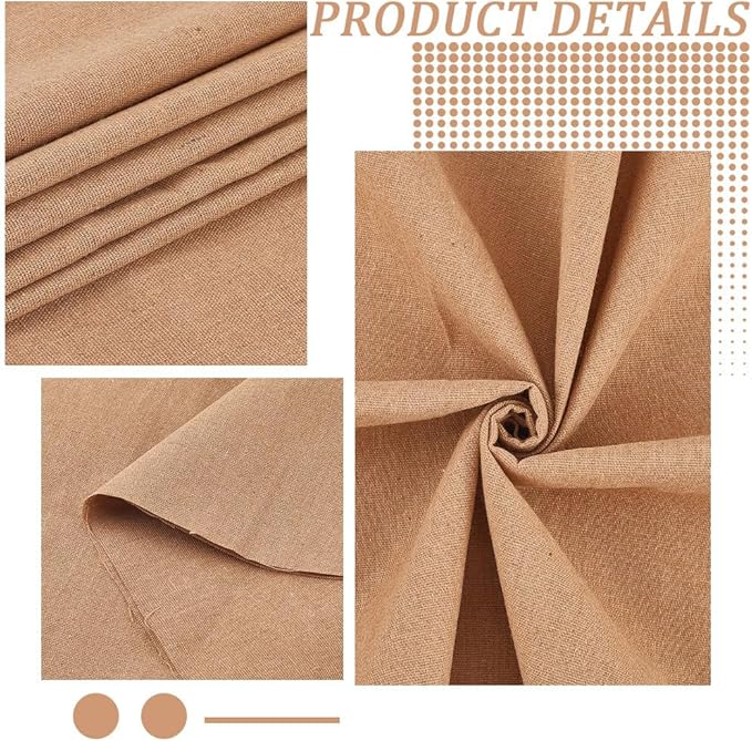 59 Inch Khaki Canvas Upholstery Fabric Linen Liner Fiber by The Yard Blend