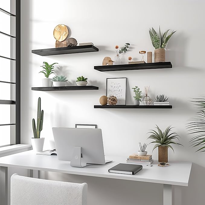 YYWUOJJ Wood Floating Shelves for Wall Decor, Rustic Wall Shelves for Bedroom