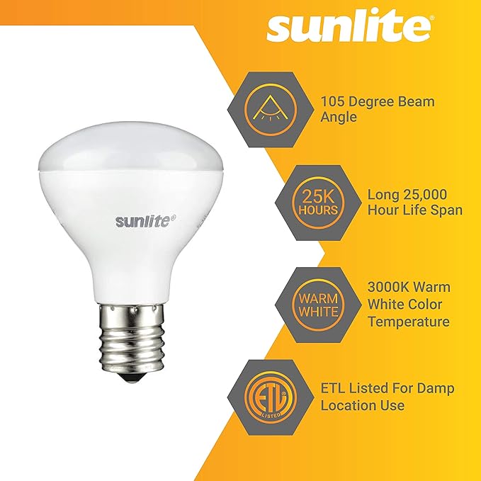 Sunlite LED R14 Mini Flood Light Bulbs, 4 Watts, 250 Lumens, Intermediate Base