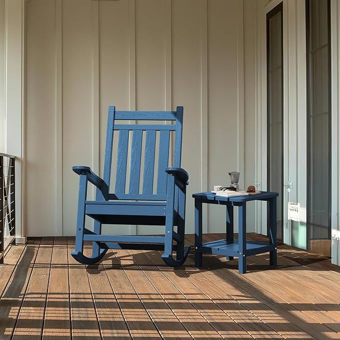 SERWALL Adirondack Table Set of 4, Outdoor Side Table- Blue